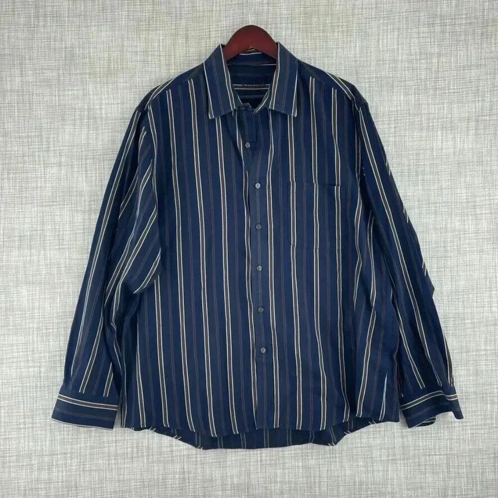 Tasso Elba Shirt Long Sleeve Button Down Mens 17 blue 3939